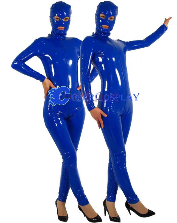 Blue Pvc Full Body Open Eye Zentai